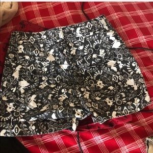 Black and white alice in wonderland shorts